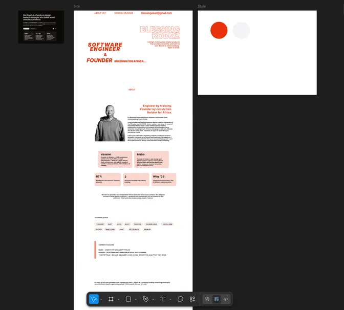My old website design in Figma