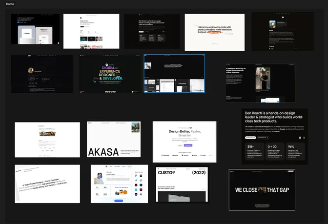 My website design moodboard on Figma